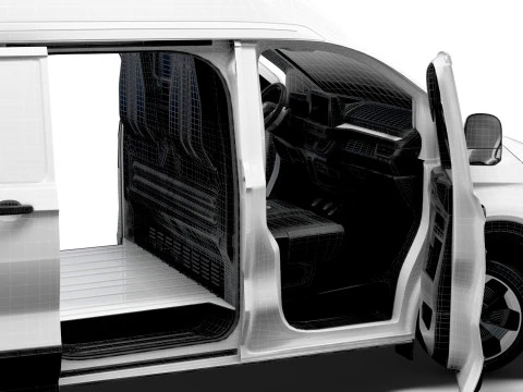 VW Transporter Van L2H2 2SD HQ Interni 2025 Modello 3D