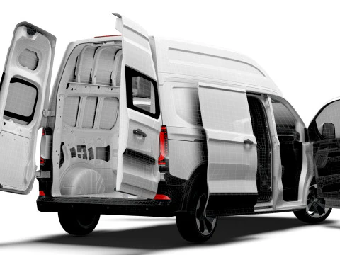 VW Transporter Van L2H2 2SD HQ Interni 2025 Modello 3D