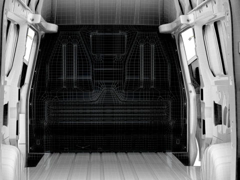 VW Transporter Van L2H2 2SD HQ Interni 2025 Modello 3D