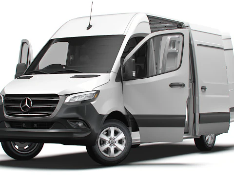 Mercedes Sprinter L2H2 RWD HQ Interior 2025 UKspec 3D Model