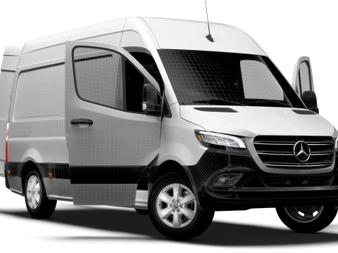 Mercedes Sprinter L2H2 RWD HQ Interior 2025 UKspec 3D Model