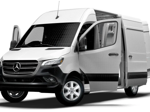 Mercedes Sprinter L2H2 RWD HQ Interior 2025 UKspec 3D Model