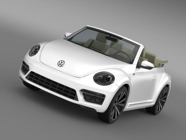vw beetle rline cabrio 2014 Modelo 3D .c4d .max .obj .3ds .fbx .stl .blend 