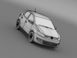 volkswagen polo bluemotion 5d 2014 3D 모델