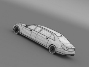 mercedes benz s klasse pullman limousine 2016 3D Модель