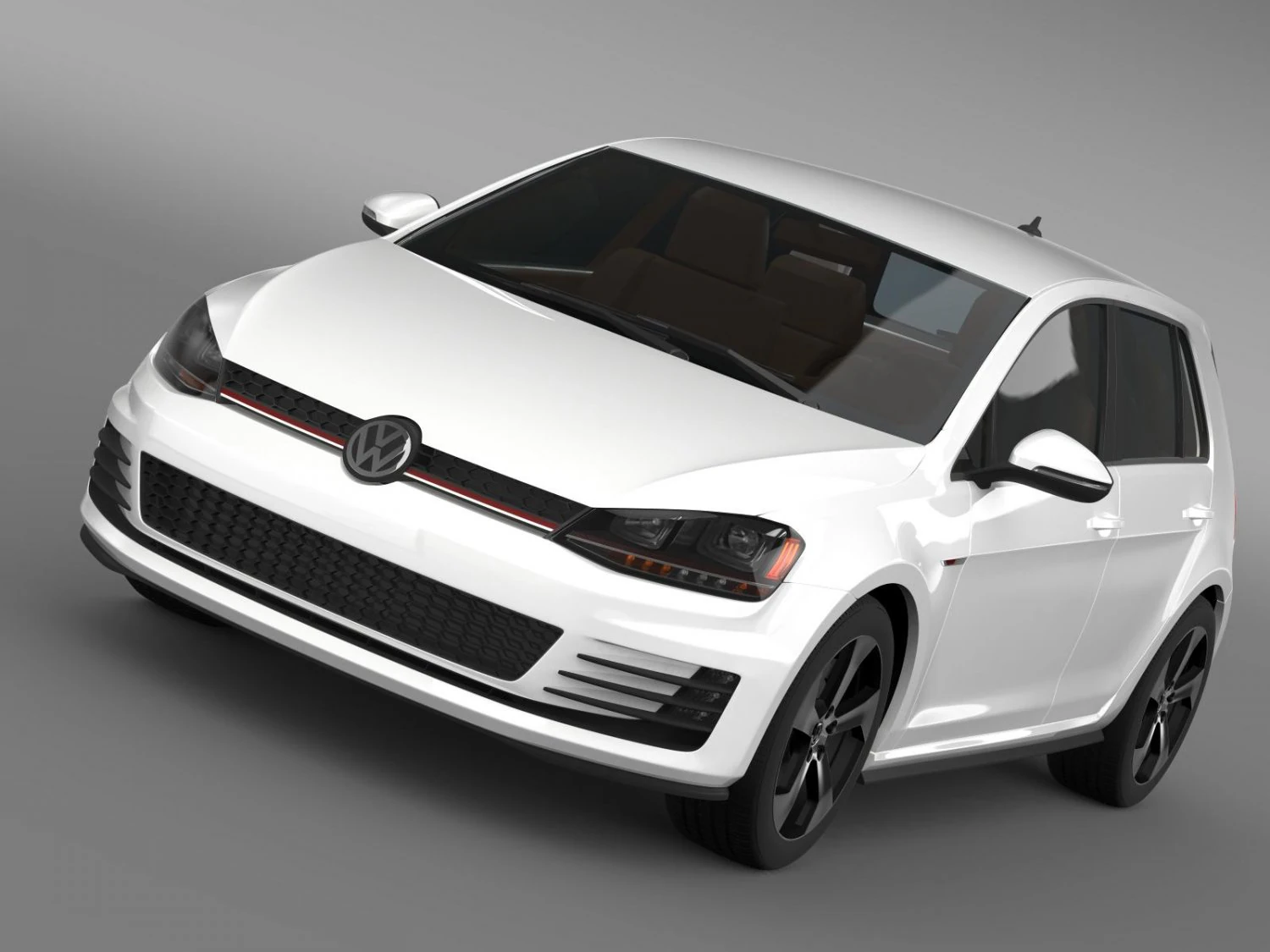 volkswagen golf gti 5 door 2015 3D Model .c4d .max .obj .3ds .fbx .stl .blend 