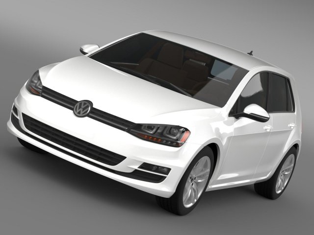 volkswagen golf tdi 5d 2015 3D Model .c4d .max .obj .3ds .fbx .stl .blend 
