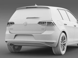 volkswagen golf tsi 5d 2015 Modelo 3D