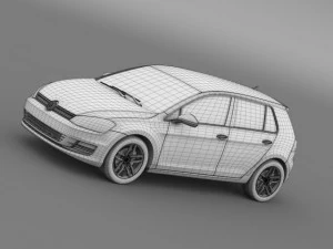 volkswagen golf tsi 5d 2015 Modelo 3D