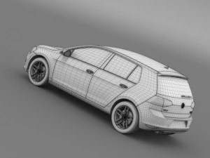vw golf tdi 4motion 5d typ 5g 2013 3D Model