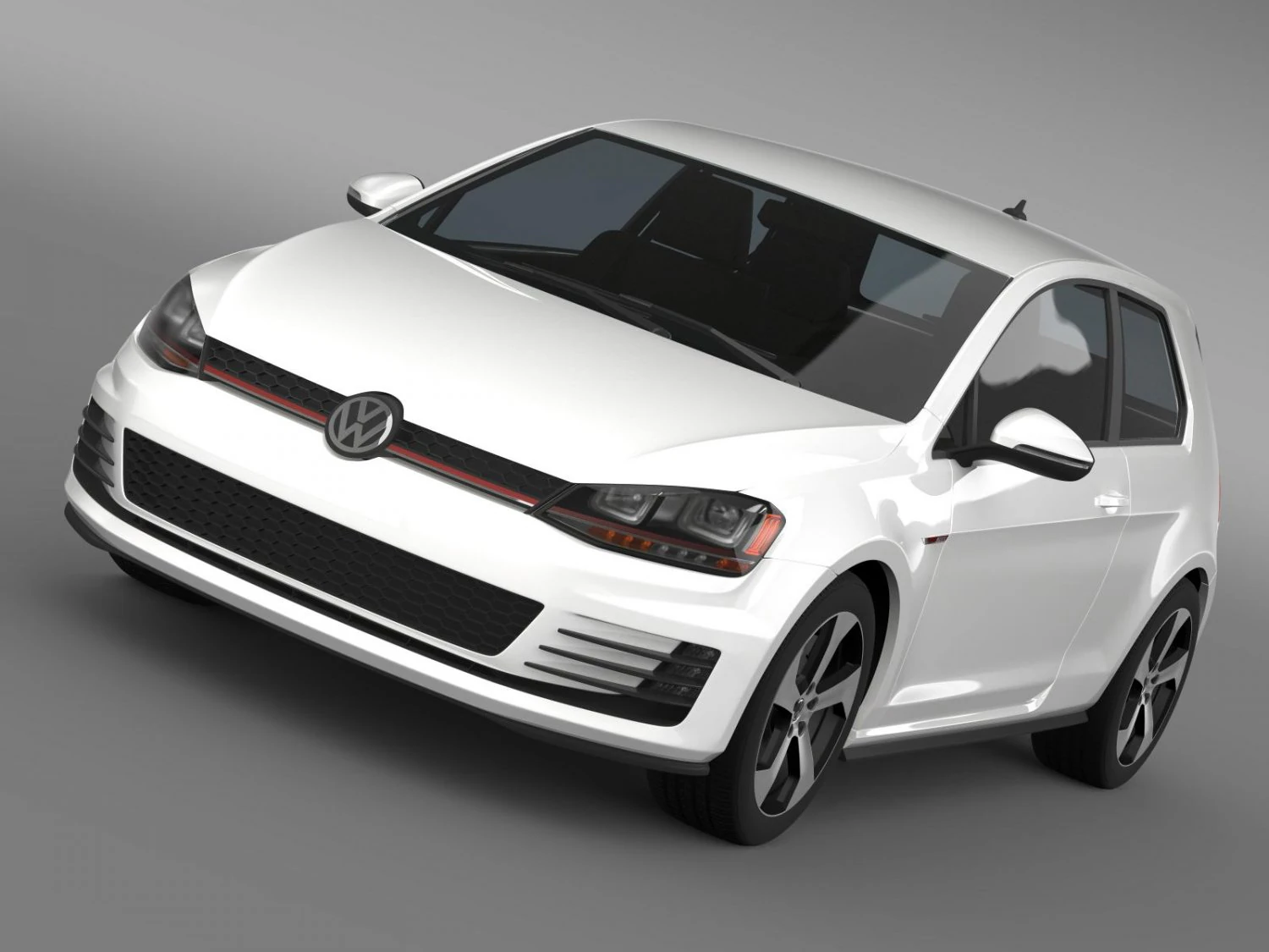 vw golf gti 3door 2015 3D Model .c4d .max .obj .3ds .fbx .stl .blend 