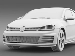 vw golf gti 3door 2015 3D Model