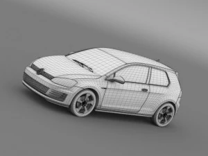 vw golf gti 3door 2015 3D Model
