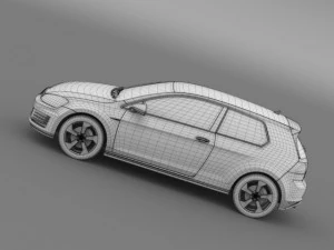 vw golf gti 3door 2015 3D Model