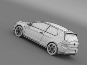 vw golf gti 3door 2015 3D Model