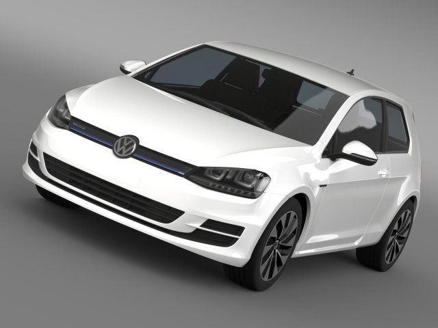 vw golf tdi bluemotion 3 door 2015 3D Модель .c4d .max .obj .3ds .fbx .stl .blend 