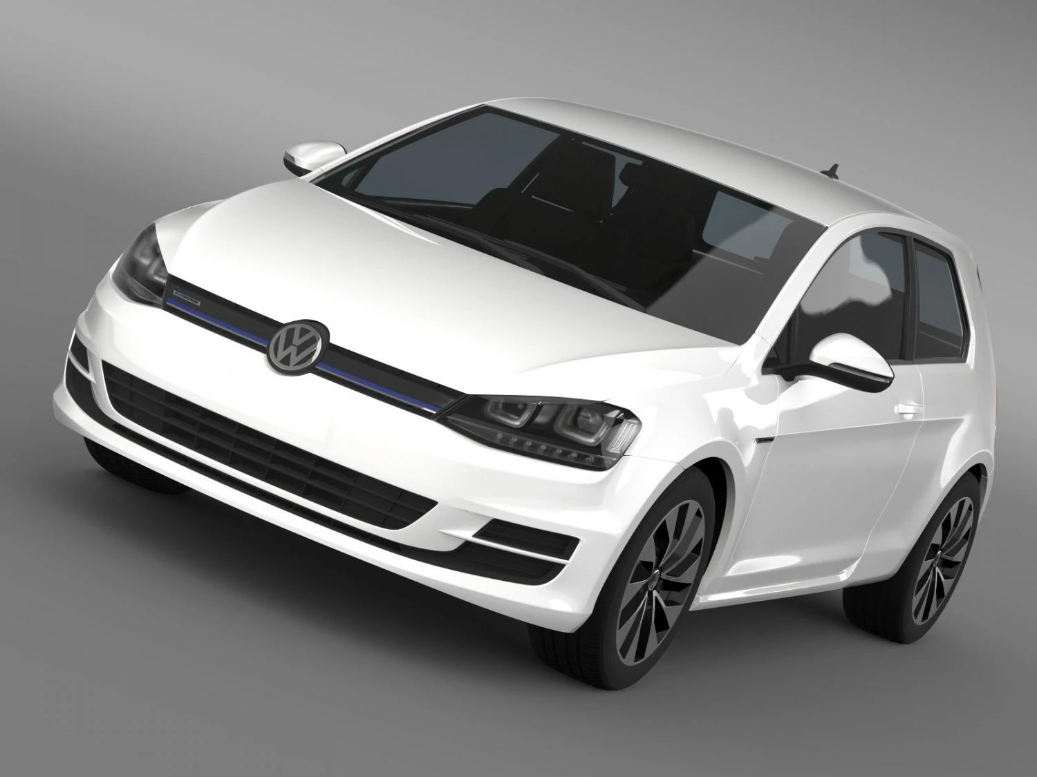 vw golf tdi bluemotion 3 door 2015 3D Model .c4d .max .obj .3ds .fbx .stl .blend 