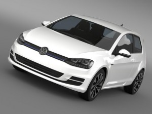 vw golf tdi bluemotion 3 door 2015 3D Model