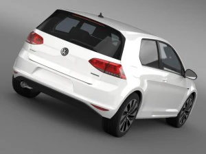 vw golf tdi bluemotion 3 door 2015 3D Model