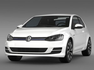 vw golf tdi bluemotion 3 door 2015 3D Модель