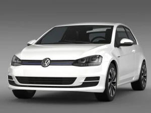 vw golf tdi bluemotion 3 door 2015 3D Model