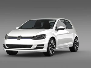 vw golf tdi bluemotion 3 door 2015 3D Model