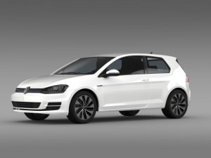 vw golf tdi bluemotion 3 door 2015 3D Модель