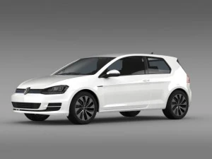 vw golf tdi bluemotion 3 door 2015 3D Model