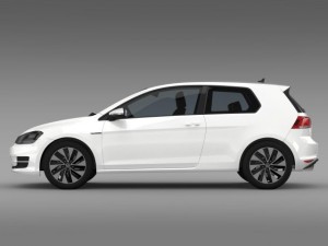 vw golf tdi bluemotion 3 door 2015 3D Модель
