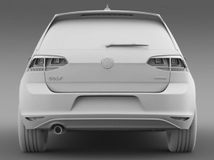 vw golf tdi bluemotion 3 door 2015 3D Модель