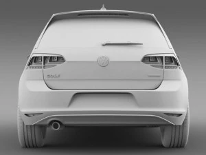 vw golf tdi bluemotion 3 door 2015 3D Model