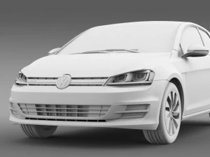 vw golf tdi bluemotion 3 door 2015 3D Model