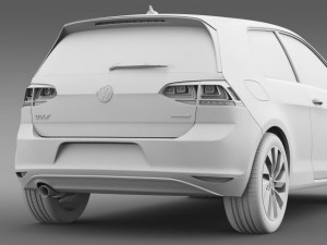 vw golf tdi bluemotion 3 door 2015 3D Модель