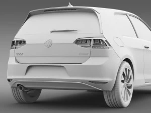 vw golf tdi bluemotion 3 door 2015 3D Model