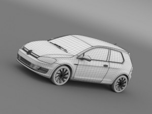 vw golf tdi bluemotion 3 door 2015 3D Модель