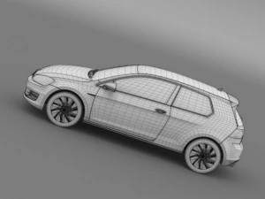 vw golf tdi bluemotion 3 door 2015 3D Model