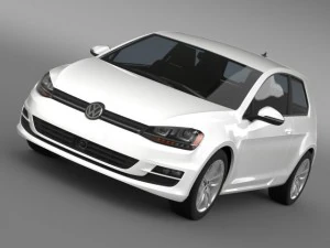 vw golf tsi bluemotion 3door 2015 3D Model