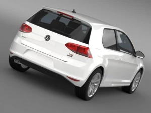 vw golf tsi bluemotion 3door 2015 3D Model