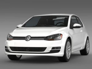 vw golf tsi bluemotion 3door 2015 3D Model