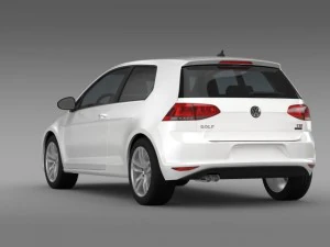 vw golf tsi bluemotion 3door 2015 3D Model