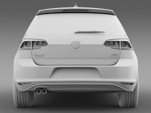 vw golf tsi bluemotion 3door 2015 3D Model