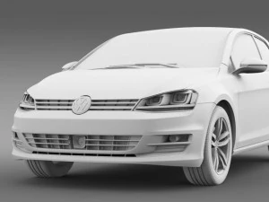 vw golf tsi bluemotion 3door 2015 3D Model