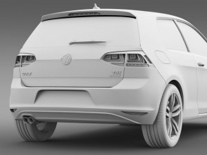 vw golf tsi bluemotion 3door 2015 Modèle 3D