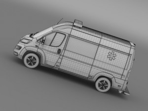 peugeot boxer van ambulance 2015 Model 3D