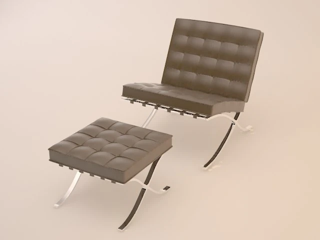 barcelona chair 3D Model .c4d .max .obj .3ds .fbx .stl .blend
