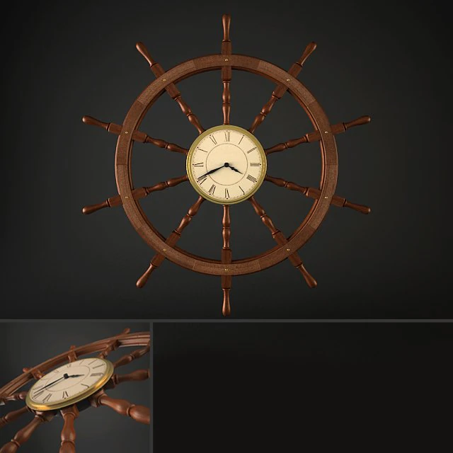 steering helm clock 3D Model .c4d .max .obj .3ds .fbx .stl .blend 
