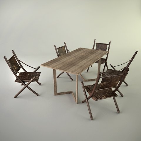 table with chairs 3D Model .c4d .max .obj .3ds .fbx .stl .blend 