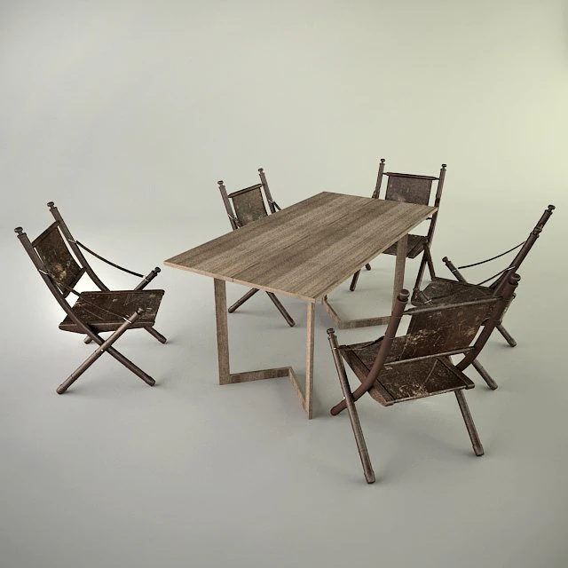table with chairs 3D Model .c4d .max .obj .3ds .fbx .stl .blend 