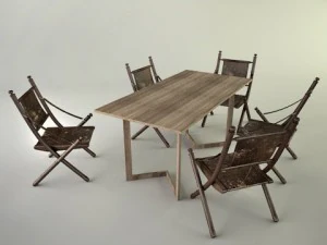 椅子付きのテーブル 3Dモデル