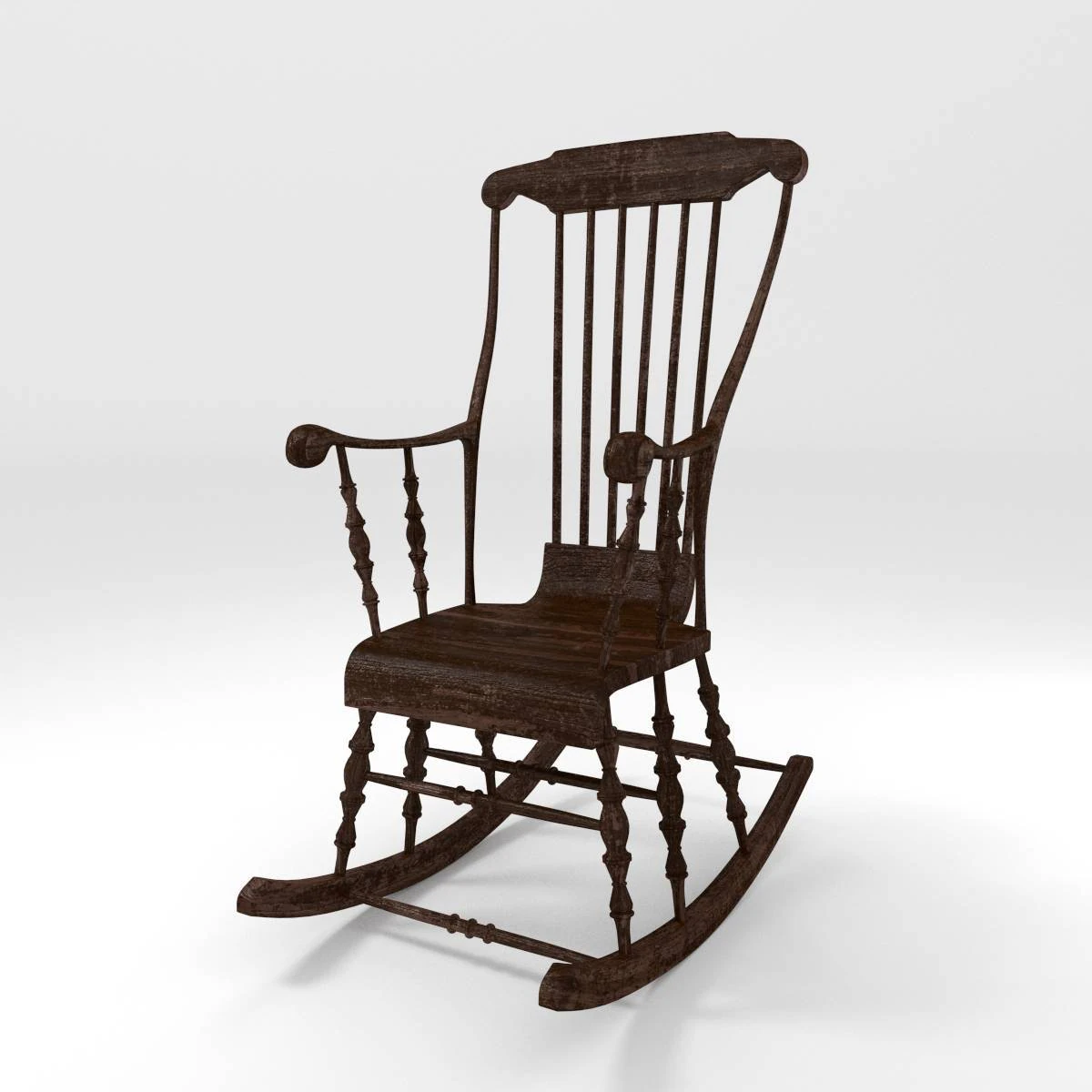 old wooden rocking chair 3D Model .c4d .max .obj .3ds .fbx .stl .blend 